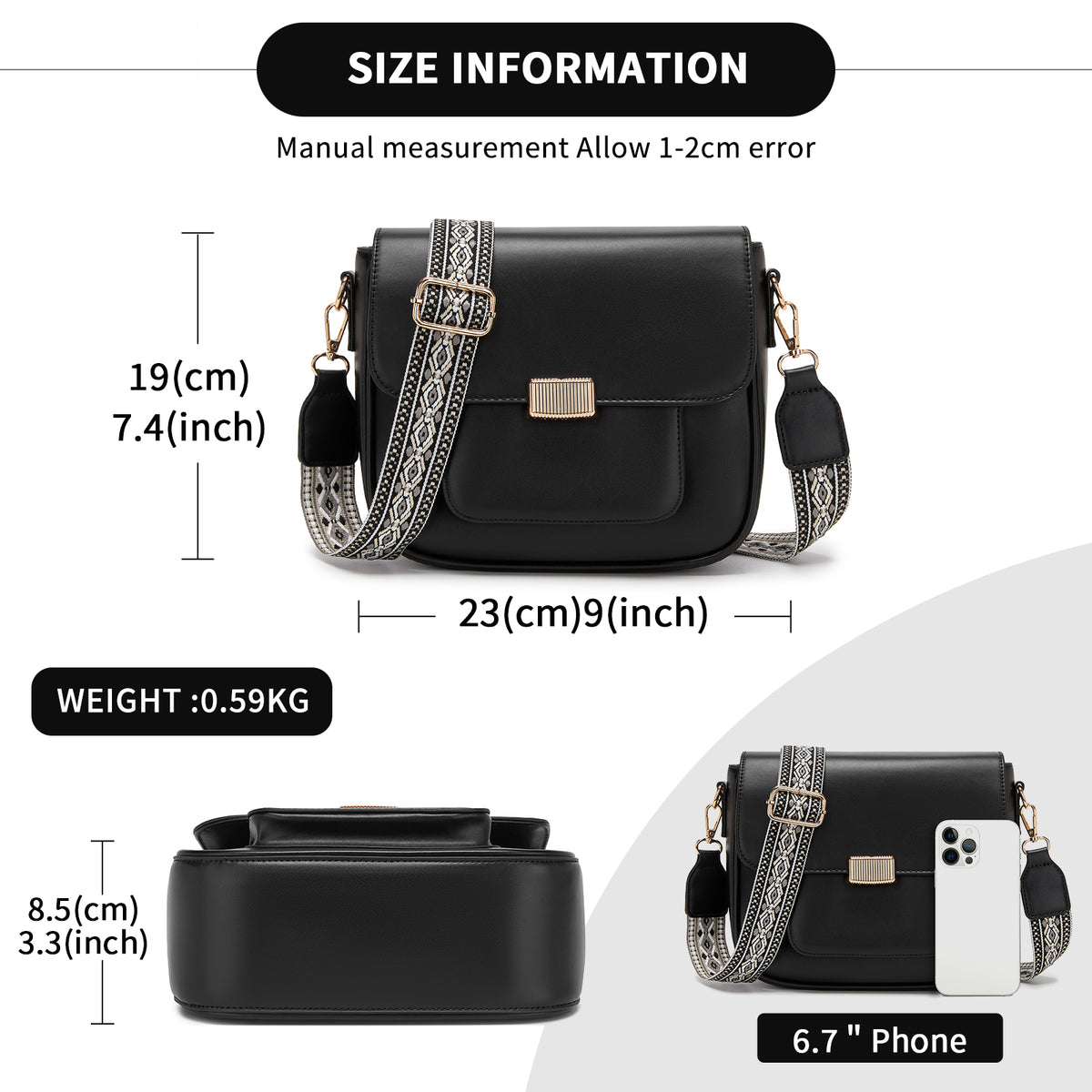 Miss Lulu Chic Fashion PU Crossbody Shoulder Bag