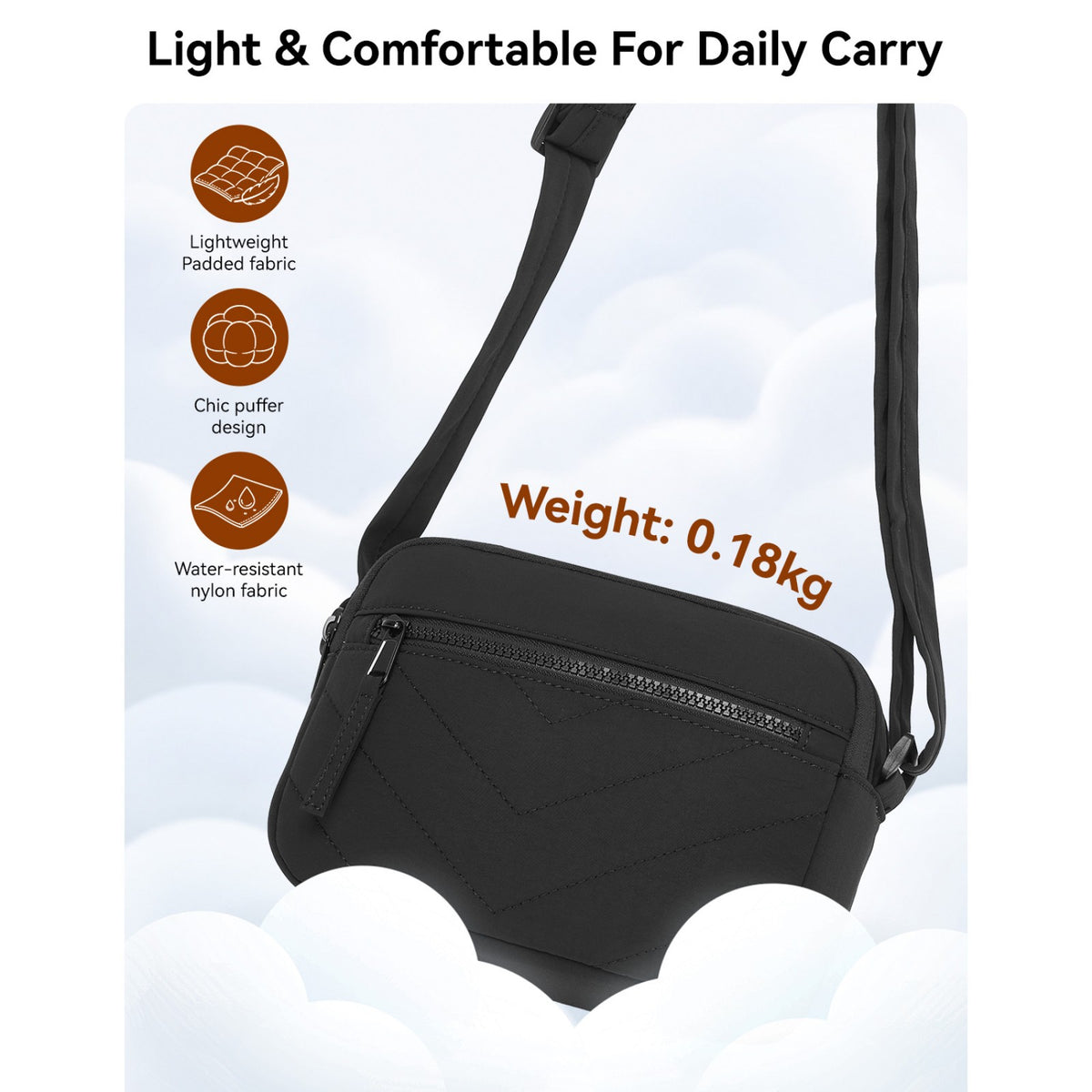 Miss Lulu Women’s Crossbody Bag, Multi‑Zip Pockets Compact Daily Shoulder Bag