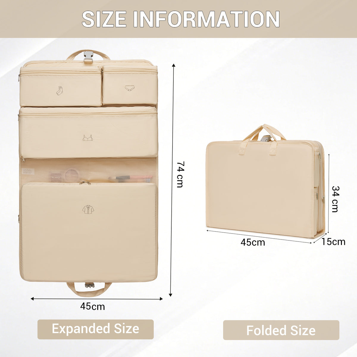 Kono 6-in-1 Hanging Travel Organiser Bag, Portable Foldable Packing Cubes