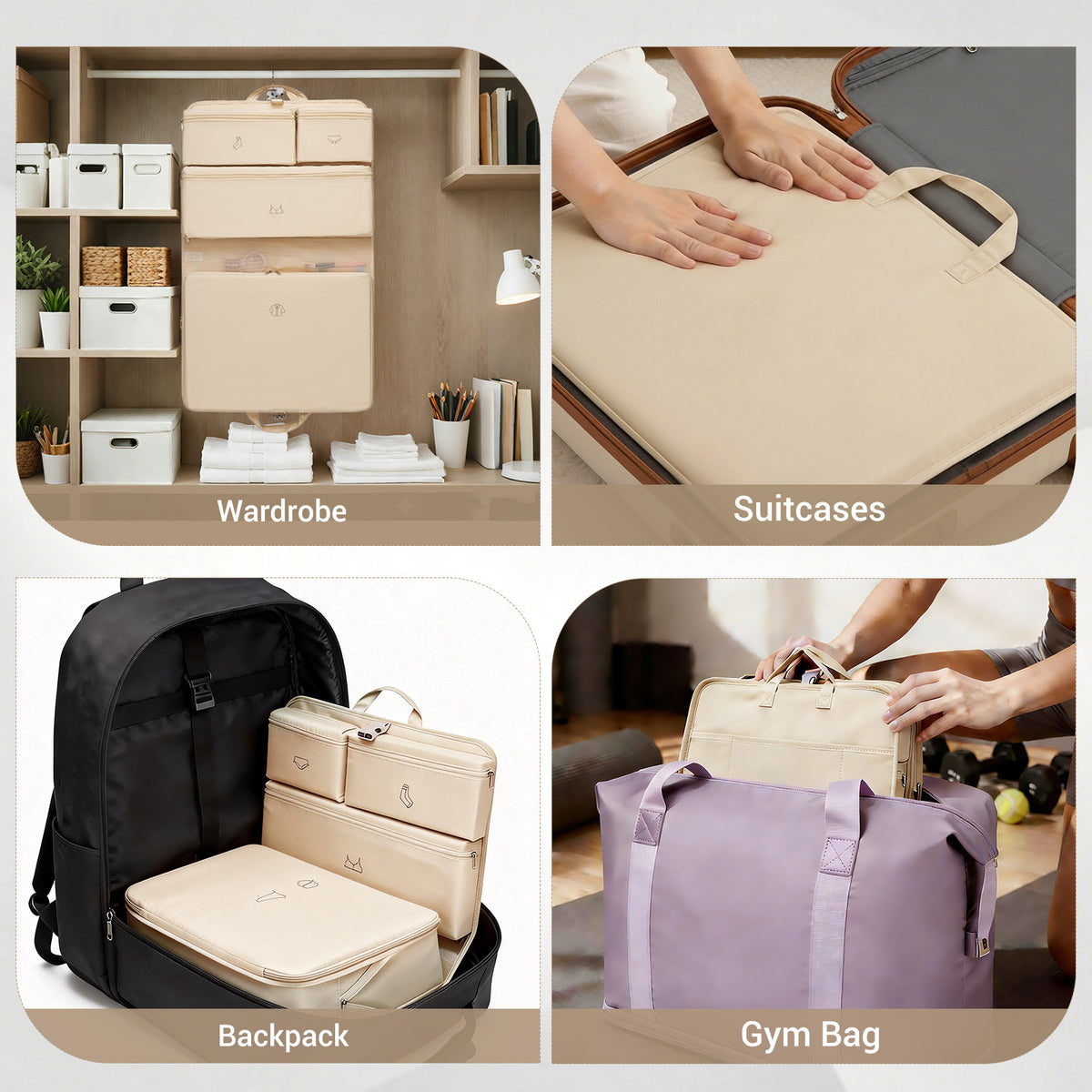 Kono 6-in-1 Hanging Travel Organiser Bag, Portable Foldable Packing Cubes