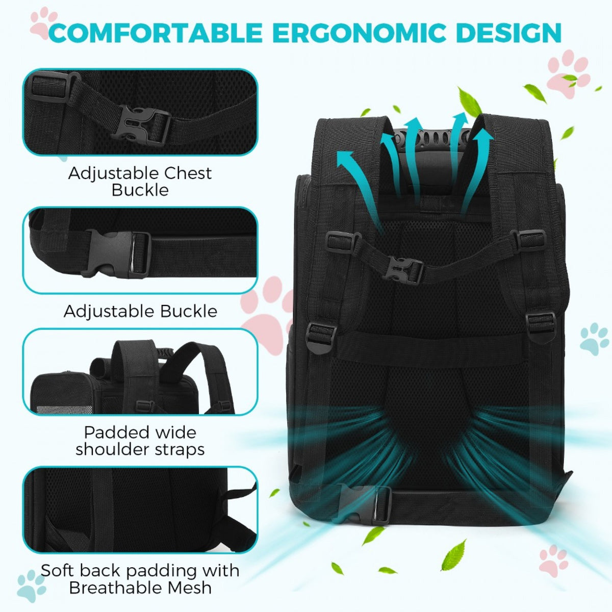 Dogat Foldable And Durable Pet Backpack Carrier Travel Bag for Cats and Small