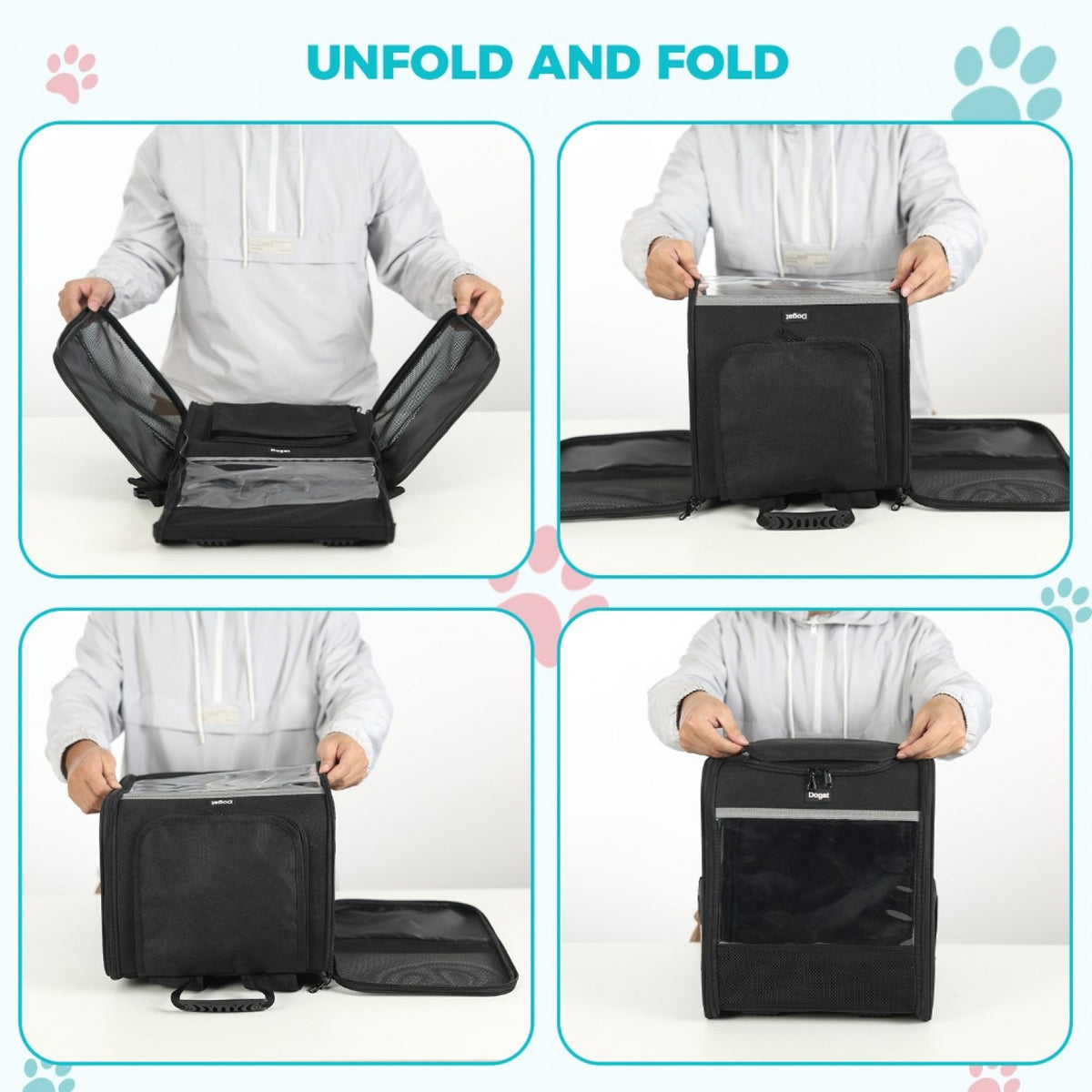 Dogat Foldable And Durable Pet Backpack Carrier Travel Bag for Cats and Small