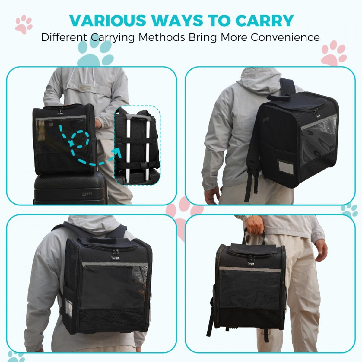 Dogat Foldable And Durable Pet Backpack Carrier Travel Bag for Cats and Small