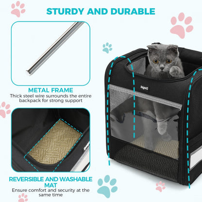Dogat Foldable And Durable Pet Backpack Carrier Travel Bag for Cats and Small