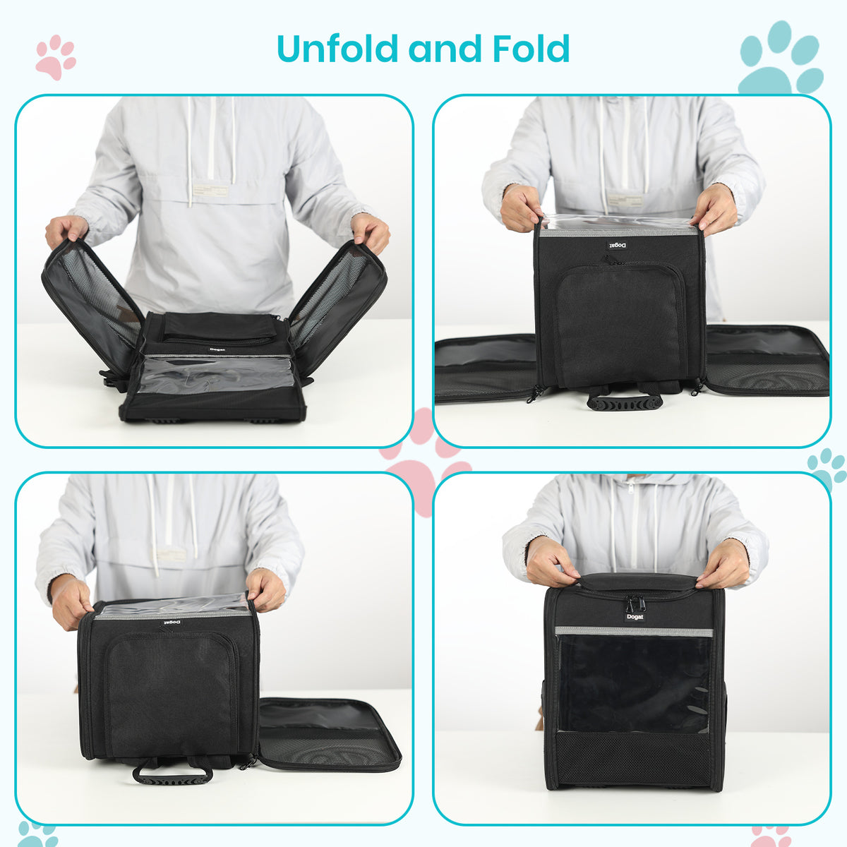 Dogat Foldable And Durable Pet Backpack Carrier Travel Bag for Cats and Small