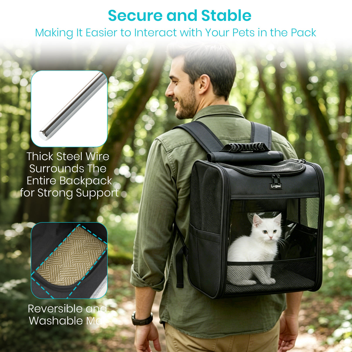 Dogat Foldable And Durable Pet Backpack Carrier Travel Bag for Cats and Small