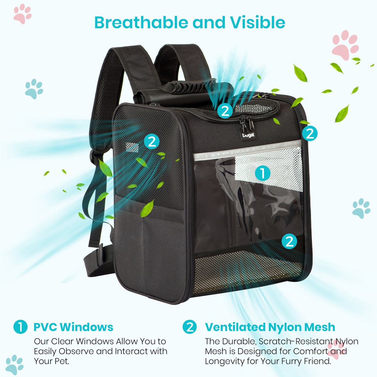 Dogat Foldable And Durable Pet Backpack Carrier Travel Bag for Cats and Small