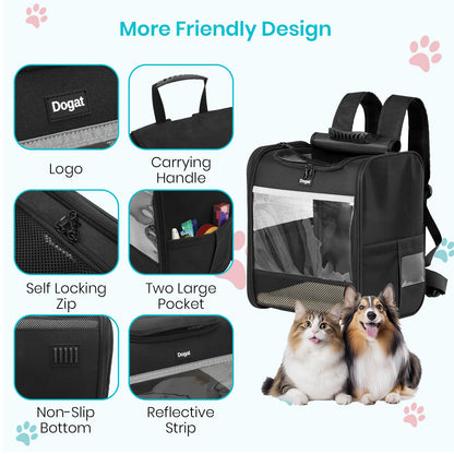 Dogat Foldable And Durable Pet Backpack Carrier Travel Bag for Cats and Small