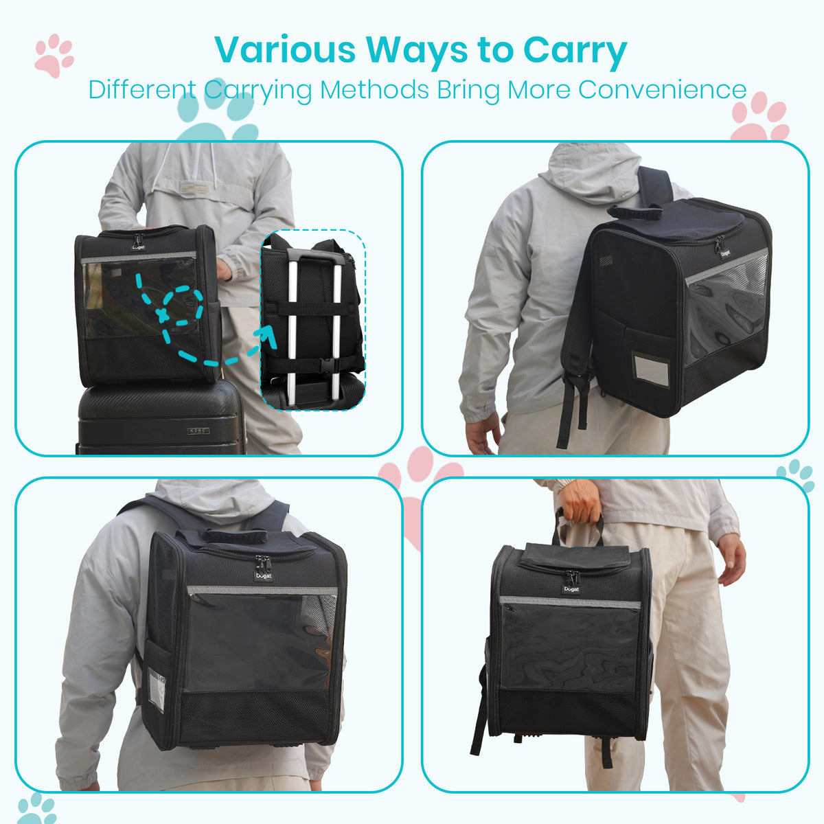 Dogat Foldable And Durable Pet Backpack Carrier Travel Bag for Cats and Small