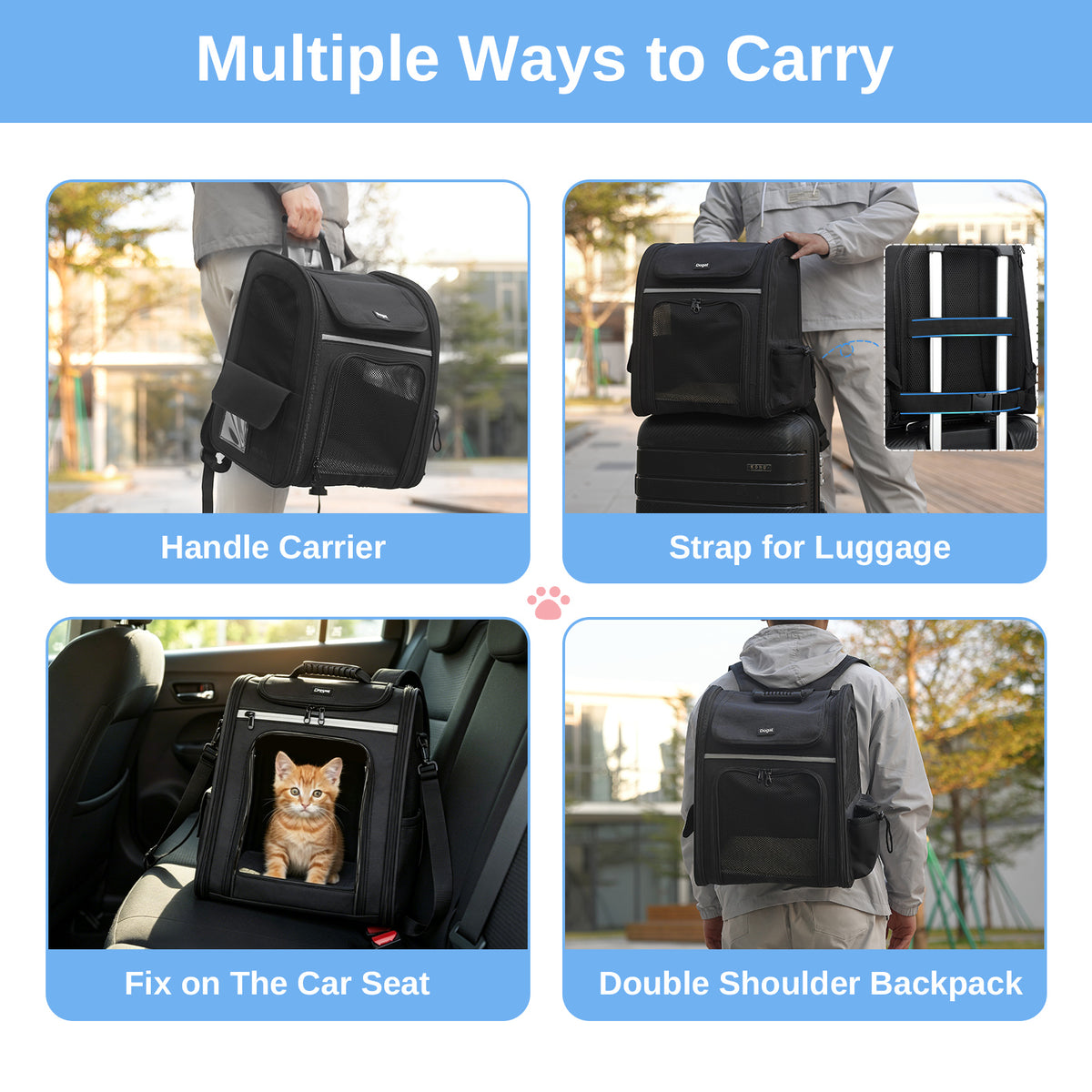 Dogat Expandable And Foldable Pet Backpack Carrier