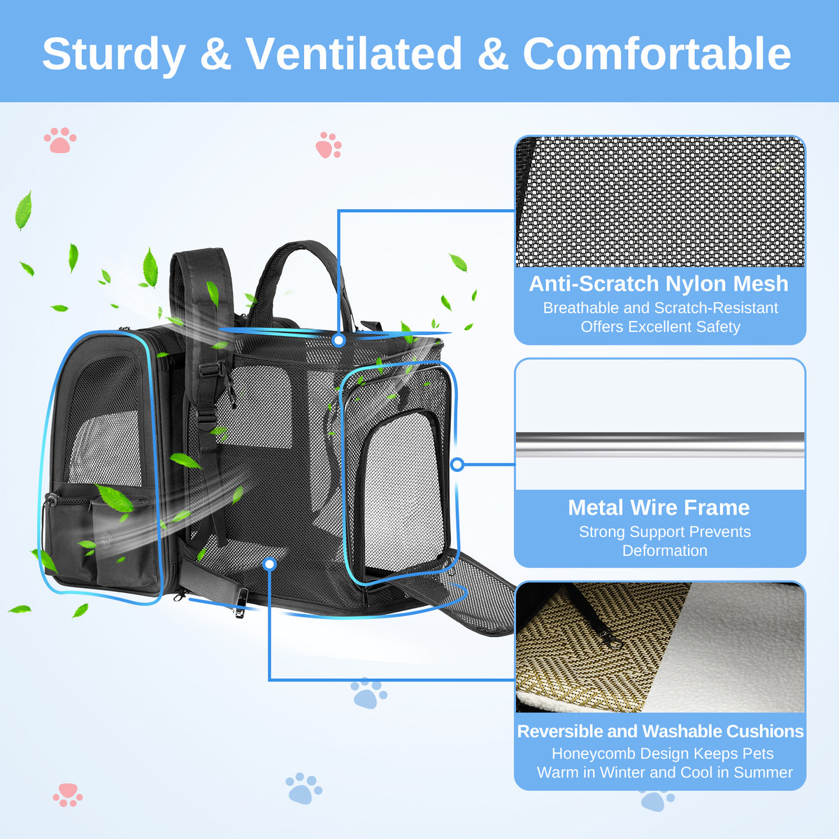 Dogat Expandable And Foldable Pet Backpack Carrier