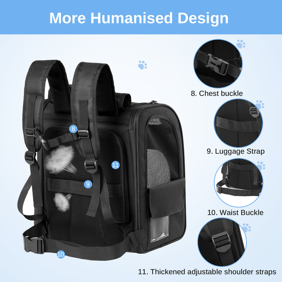 Dogat Expandable And Foldable Pet Backpack Carrier