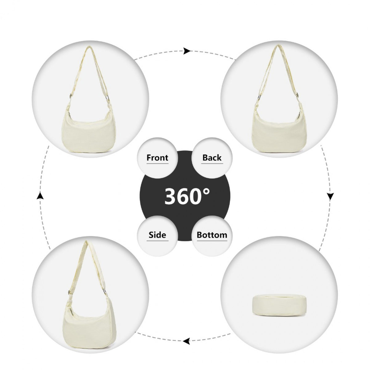 Kono Water-resistant Portable Crescent Shoulder Cross Body Bag