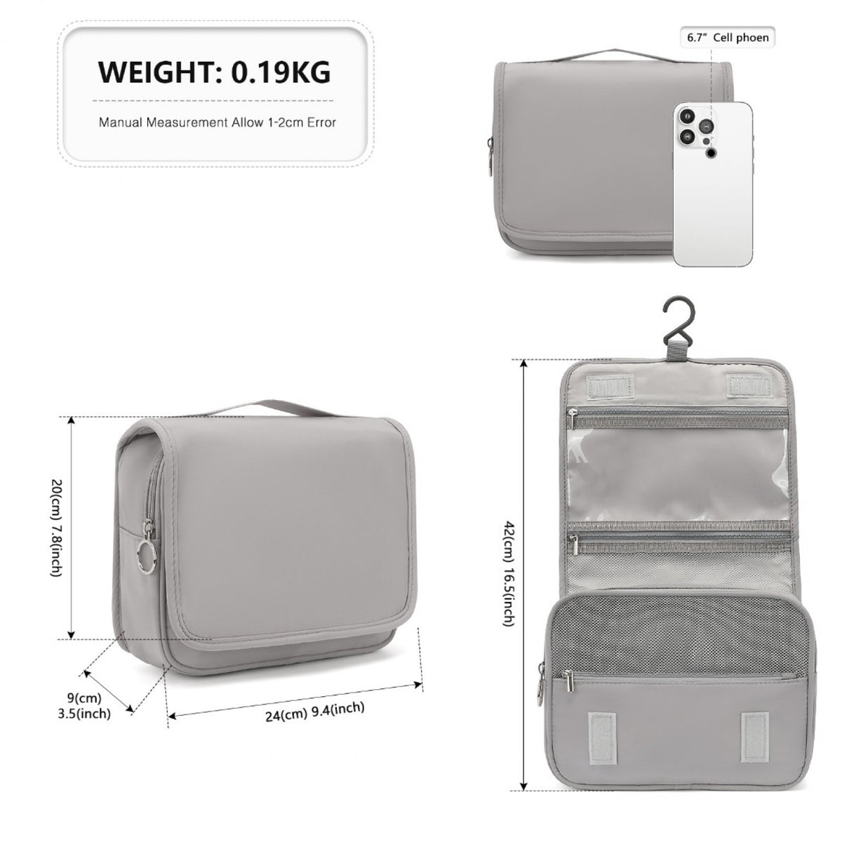 Kono Classic Hanging Multi-Pocket Waterproof Travel Makeup Bag