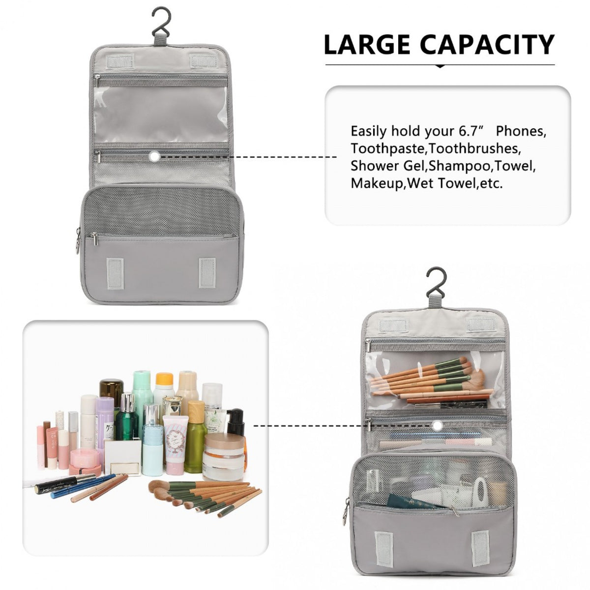 Kono Classic Hanging Multi-Pocket Waterproof Travel Makeup Bag