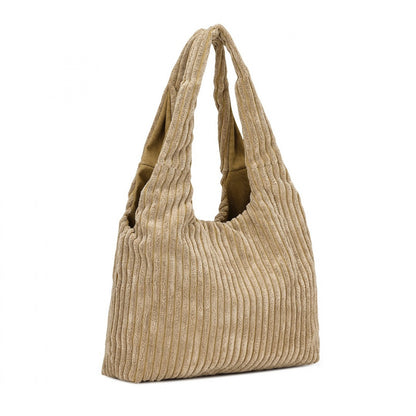 Miss Lulu Reversible Corduroy Shoulder Bag with Spacious Interior