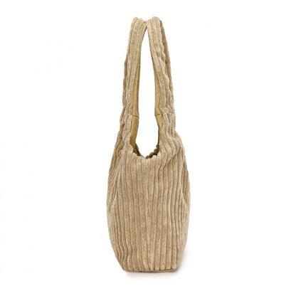 Miss Lulu Reversible Corduroy Shoulder Bag with Spacious Interior