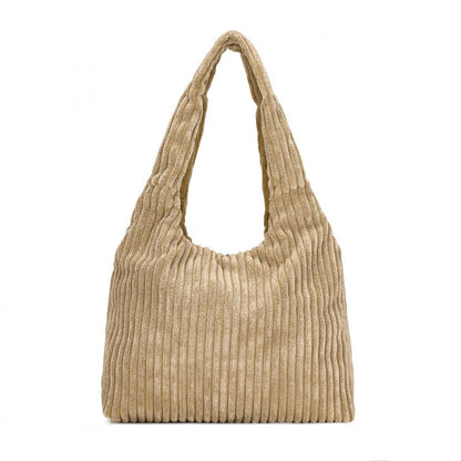Miss Lulu Reversible Corduroy Shoulder Bag with Spacious Interior