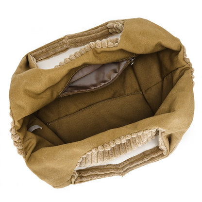Miss Lulu Reversible Corduroy Shoulder Bag with Spacious Interior