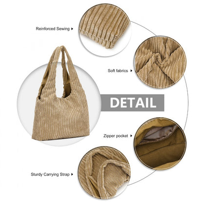 Miss Lulu Reversible Corduroy Shoulder Bag with Spacious Interior