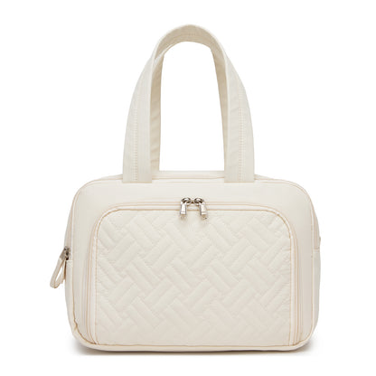 Kono Travel Quilted Toiletry Bag– Water-Resistant, Wet/Dry Pocket