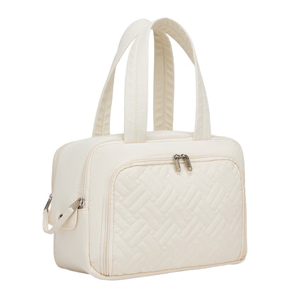 Kono Travel Quilted Toiletry Bag– Water-Resistant, Wet/Dry Pocket