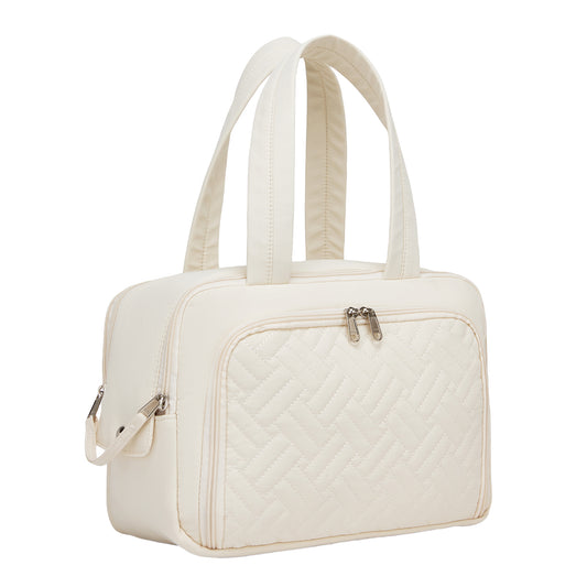 Kono Travel Quilted Toiletry Bag– Water-Resistant, Wet/Dry Pocket