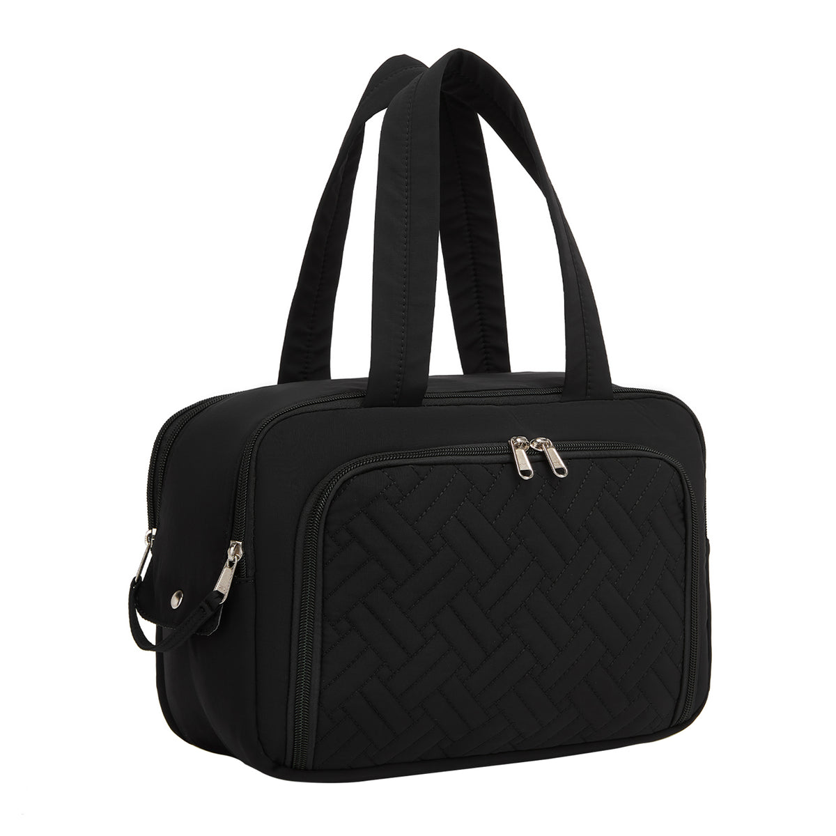 Kono Travel Quilted Toiletry Bag– Water-Resistant, Wet/Dry Pocket