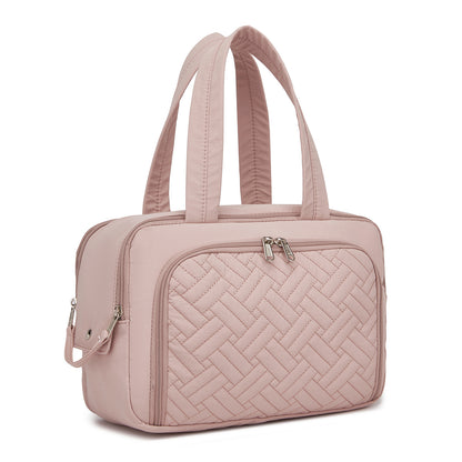 Kono Travel Quilted Toiletry Bag– Water-Resistant, Wet/Dry Pocket