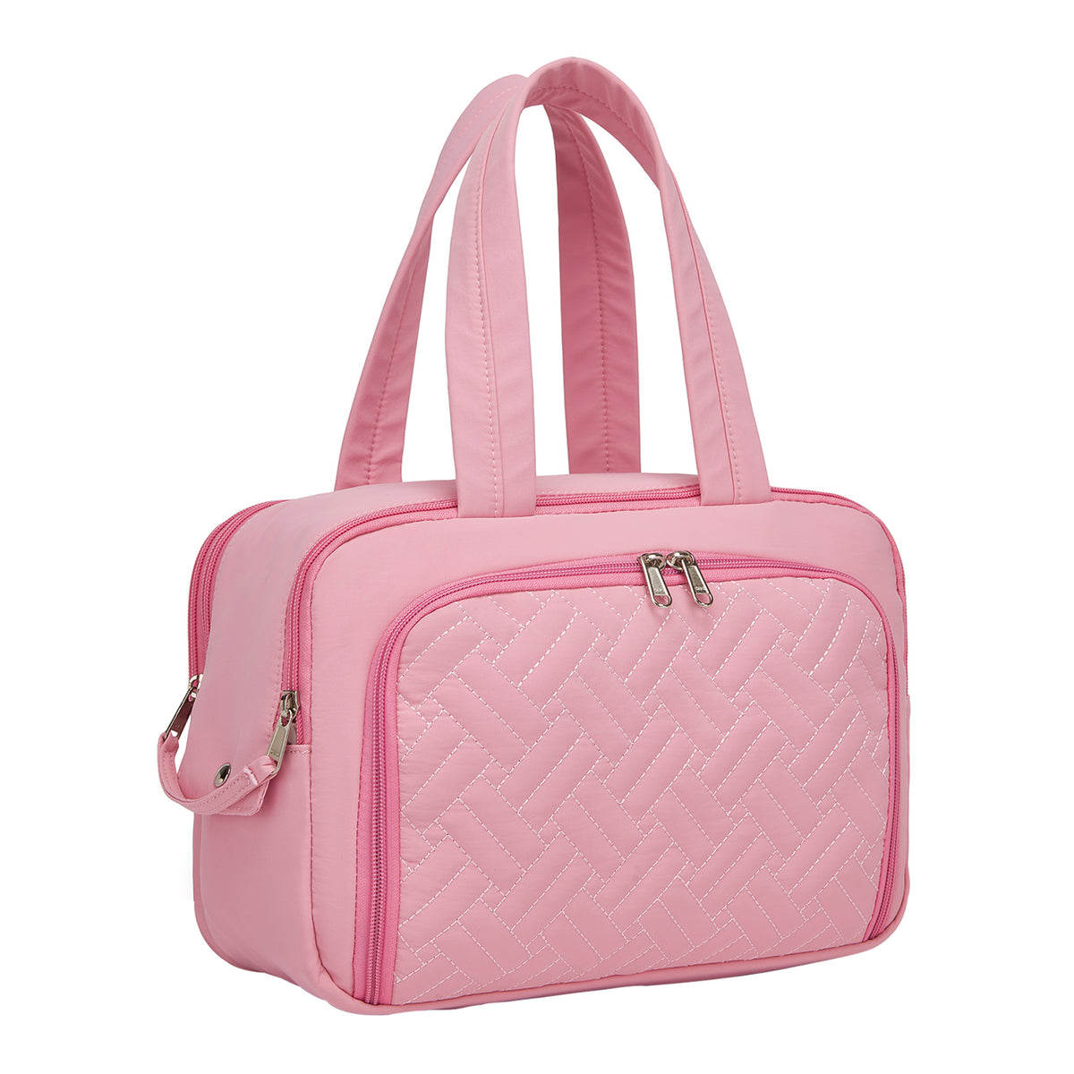 Kono Travel Quilted Toiletry Bag– Water-Resistant, Wet/Dry Pocket