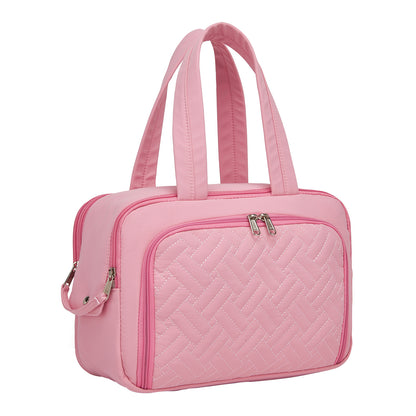 Kono Travel Quilted Toiletry Bag– Water-Resistant, Wet/Dry Pocket