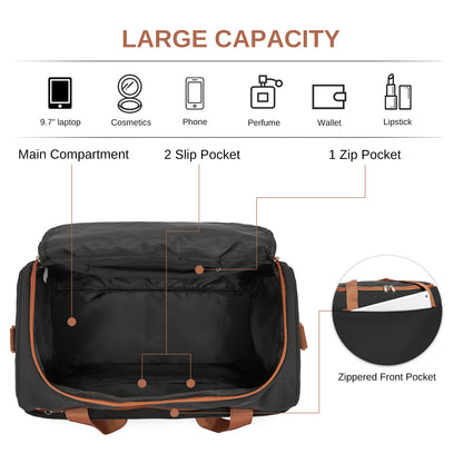 Kono Compact and Lightweight 40×30×20 Personal-Item Travel Bag- U-Zip Wide