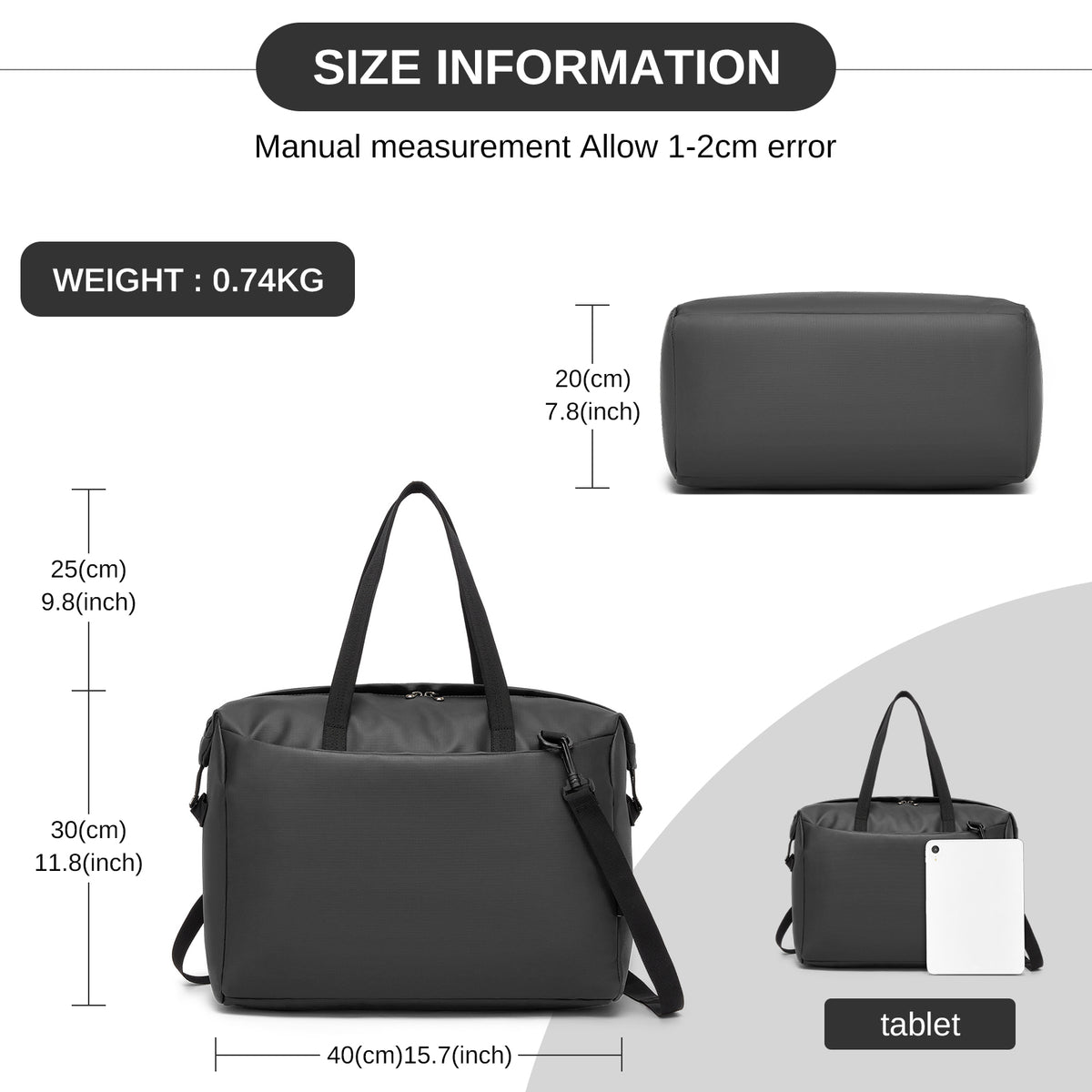 Kono 40×30×20cm Cabin Approved Travel Bag- Versatile Carry-On Shoulder Bag for
