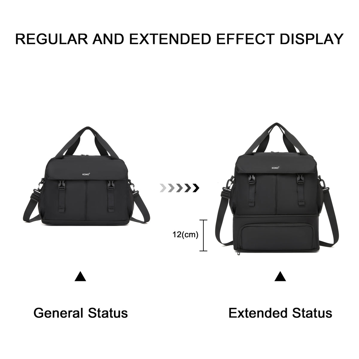 Kono Expandable Cabin Travel Bag 40×30×20cm- Large Capacity, Water-Resistant