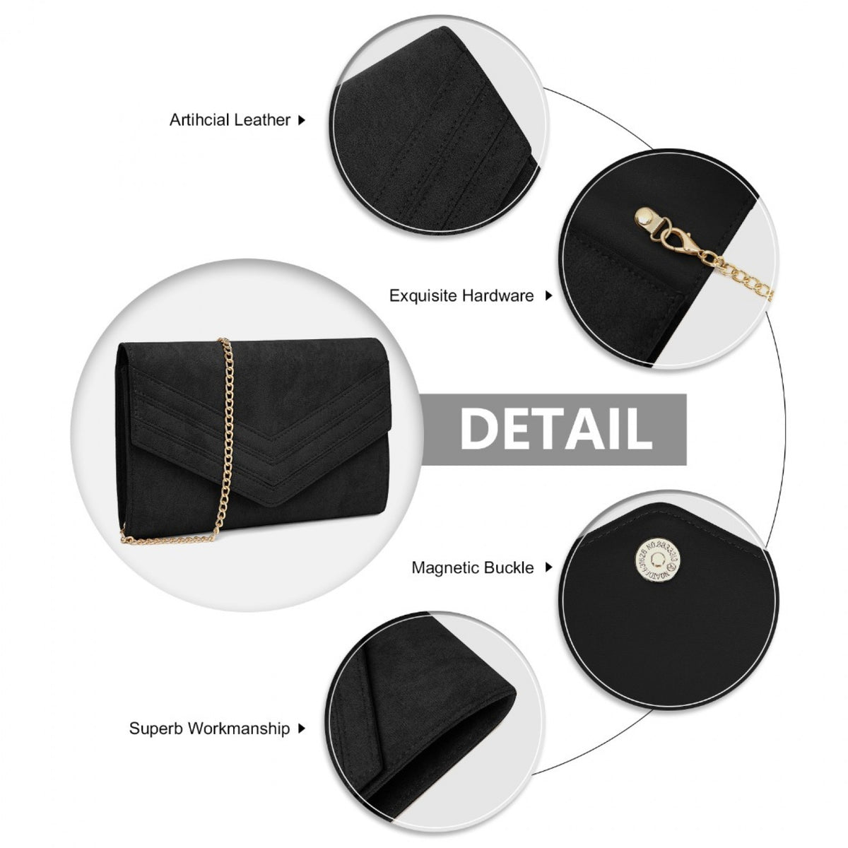 Miss Lulu Luxurious Envelope-Style Evening Clutch