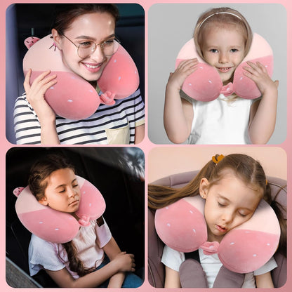 Neck Pillow for Travel, Pink Cute Memory Foam Kids Travel Pillow
