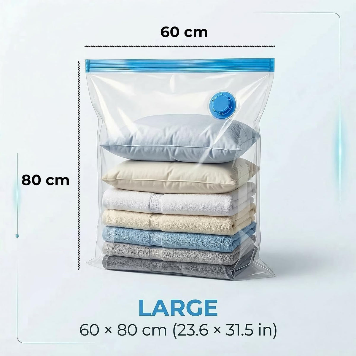 8 Vacuum Storage Bags with Hand Pump, (60 X 80Cm) Large Compression Storage Pack with Zip Seal, Space Saver Vacuum Pack Bags for Clothes, Bedding, Blankets, Luggage, Travel & Home