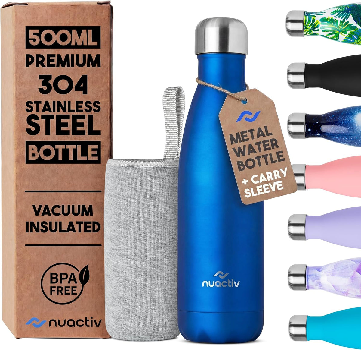 Stainless Steel Water Bottle 500Ml Vacuum Insulated Metal Flask