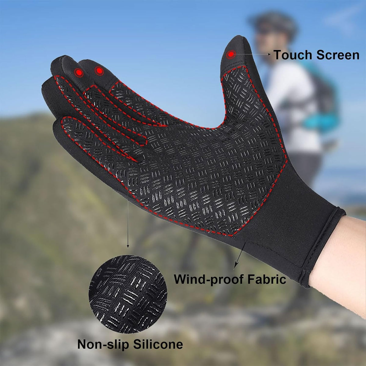 Winter Thermal Gloves for Cycling Bike Riding Driving Golf Netball Touchscreen Windproof Anti-Slip Warm Handwear Men Women Ladies Gloves for Outdoor Sport Daily Work Running Fishing Walking Climbing