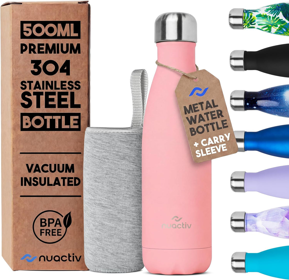 Stainless Steel Water Bottle 500Ml Vacuum Insulated Metal Flask