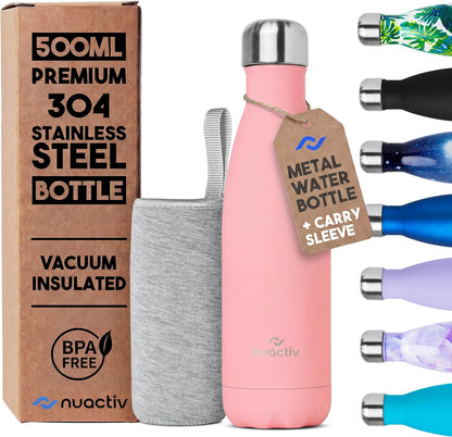 Stainless Steel Water Bottle 500Ml Vacuum Insulated Metal Flask