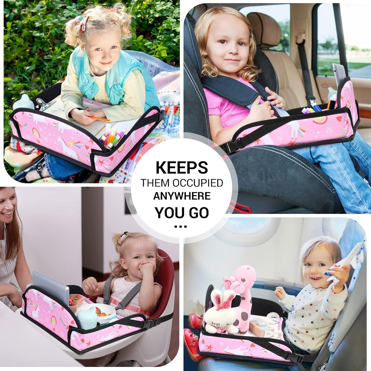 Kids Travel Tray for Car Seat, Road Trip Activities for Kids