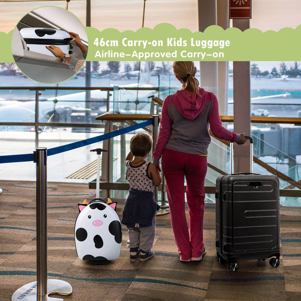 Kids Luggage with Light-Up Wheels and Telescopic Handle