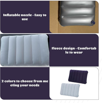 2 PCS Inflatable Camping Pillow,Ultralight Compact Blow up Pillow,Soft Flocked Blow up Pillow,Waterproof Portable for Beach Travel Sunbathing Camping Sleeping Outdoor (Purple, Grey)