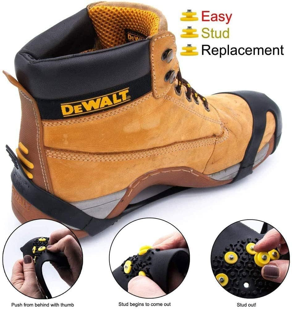 10-STUD Ice Snow Grips, anti Slip Winter Ice Cleats Universal Over-Shoe Spikes Stretch Fit Snow & Ice Crampons Traction Cleats Grips