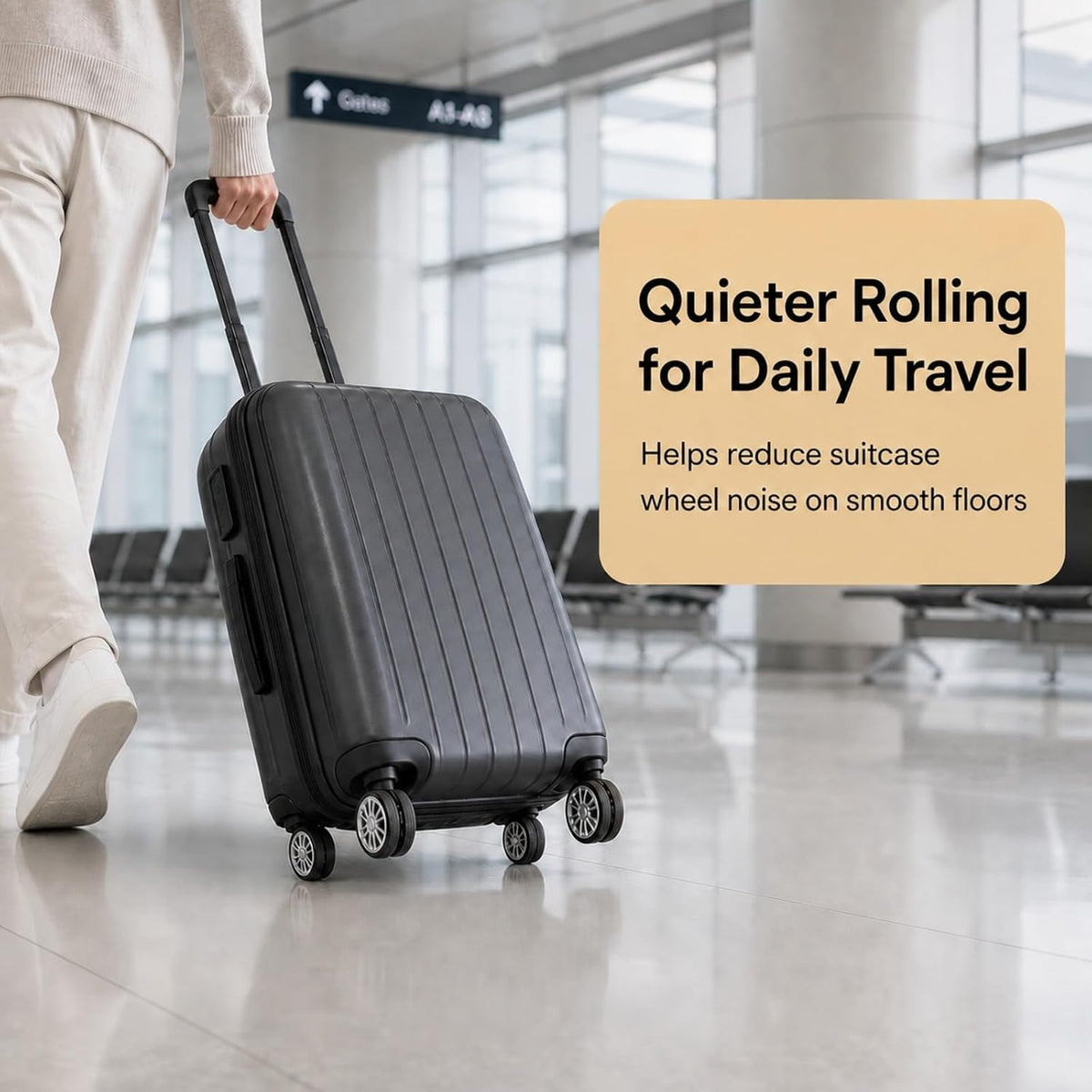 8 Pcs Suitcase Wheel Protectors, Silicone Suitcase Wheel Covers, Silent Luggage Wheels Protector Covers Black