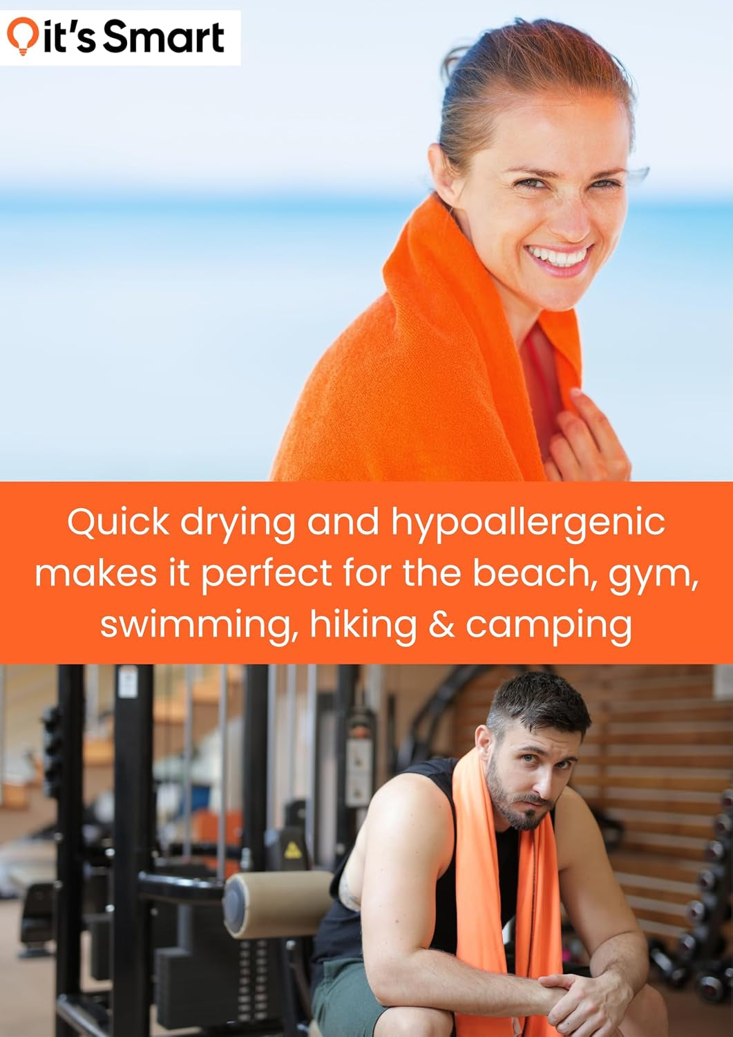 Microfibre Travel Towel Camping Towel, Swimming, Beach, Quick Dry & Super Compact - Great for Festivals, Beach, Wild Swimming, Sports, Gym, Yoga and Hiking (Small) 80Cm X 40Cm