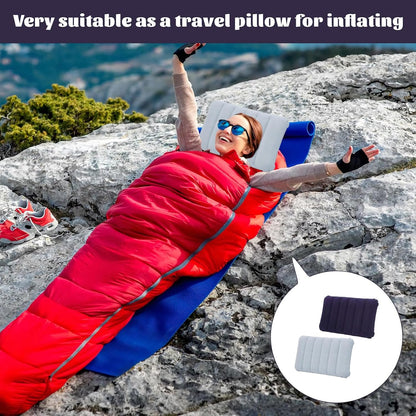 2 PCS Inflatable Camping Pillow,Ultralight Compact Blow up Pillow,Soft Flocked Blow up Pillow,Waterproof Portable for Beach Travel Sunbathing Camping Sleeping Outdoor (Purple, Grey)