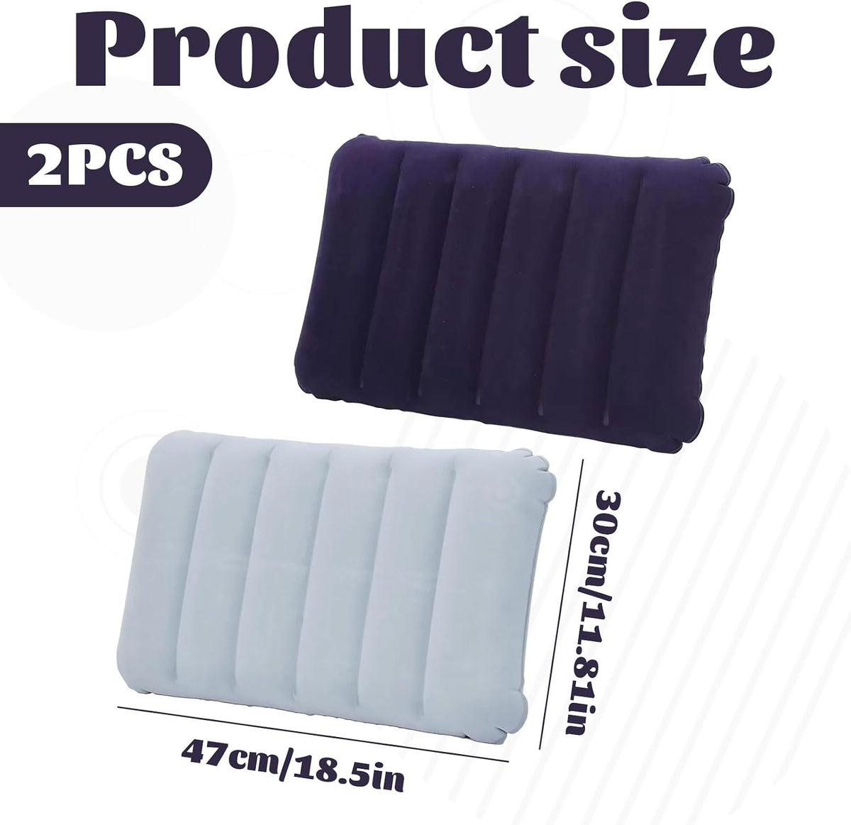 2 PCS Inflatable Camping Pillow,Ultralight Compact Blow up Pillow,Soft Flocked Blow up Pillow,Waterproof Portable for Beach Travel Sunbathing Camping Sleeping Outdoor (Purple, Grey)