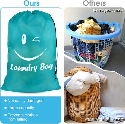 2 PCS Travel Laundry Bags, 24" X 36" Portable Large Laundry Bag (Grey,Blue)